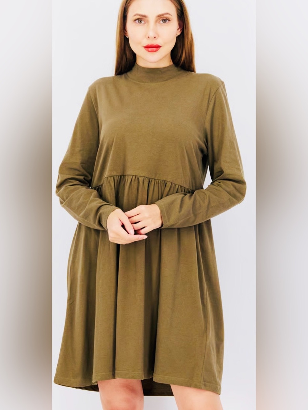BRAVE SOUL LONDON, NWT Olive Long Sleeve Midi Dress, Size 6